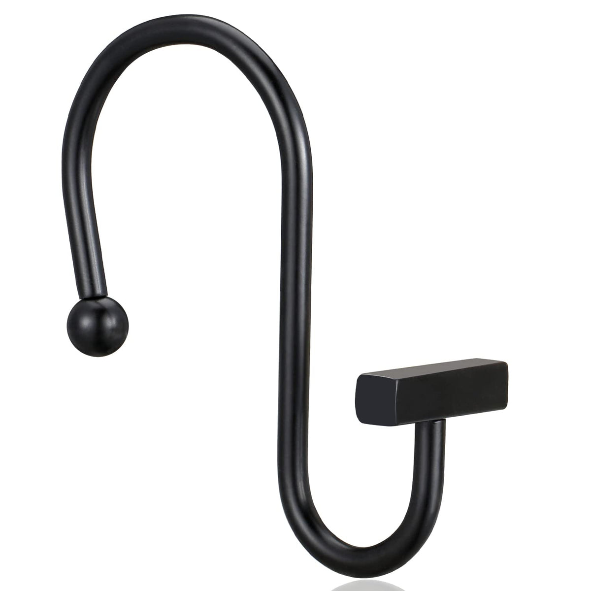Chrome Shower Curtain Hooks, Polished Silver Shower Curtain Rings for Bathroom, CHICTIE Modern Rustproof Metal Decorative Shower Hooks Hangers for Shower Curtain Rod, Square T Bar Shape Set of 12