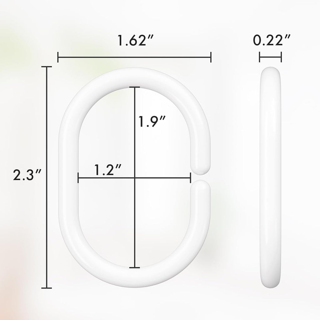 Amazer White Shower Curtain Hooks Rings, 24 Pcs Plastic Shower Curtain Rings, Plastic Shower Curtain Hooks for Bathroom Shower Rod, White Shower Hooks Rings Loops for Shower Curtain