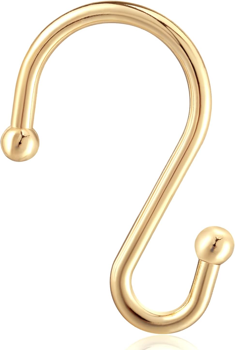 Gold Shower Curtain Rings Hooks, Set of 12 CHICTIE Decorative Shower Curtain Hooks, Premium Metal Rust Resistant S Shaped Hooks Hangers for Bathroom Curtains,Clothing, Towels, etc