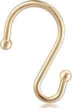 Shower Curtain Hooks, Set of 12 Rust Proof S Shaped Decorative Shower Curtain Rings,Multi-Purpose Hangers S Hooks (Gold)