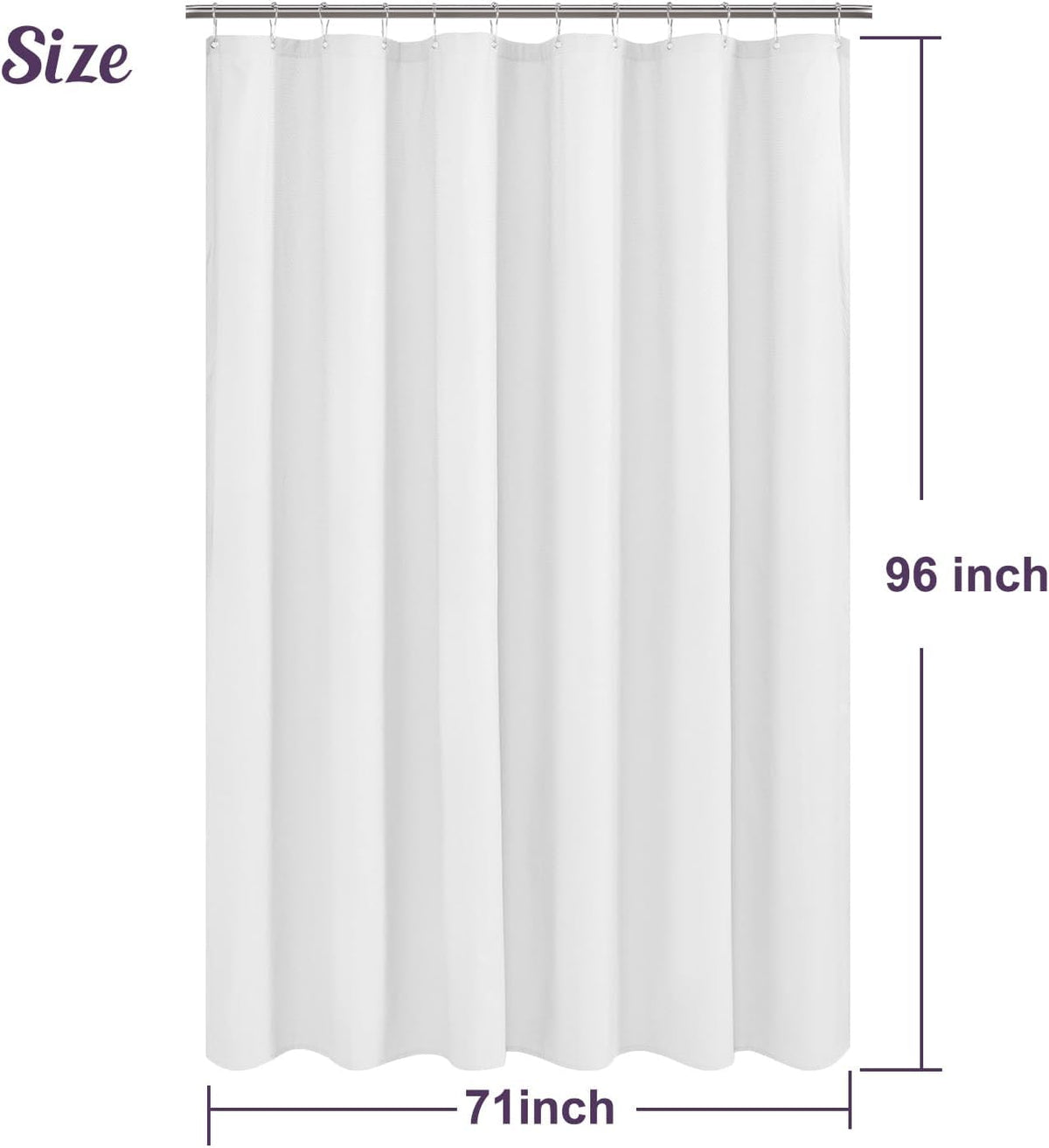 Mrs Awesome Embossed Microfiber Shower Curtain Liner 71 x 96, White