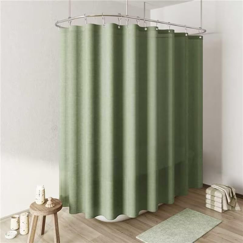 Naturoom Linen Shower Curtain 72 Inch Long for Bathroom Beige 1 Panel