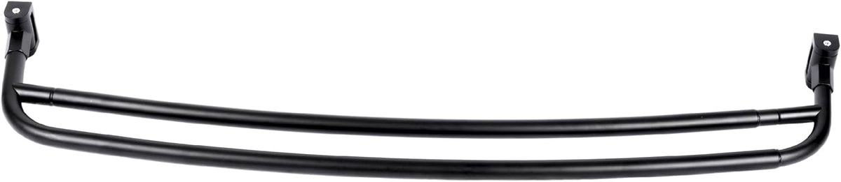 JS Jackson Supplies Double Curved Shower Rod, Metal Construction, Adjustable Between 44 to 70 Inches, Aluminum Rods and Zinc Mounting Hardware, Quality Modern Bathware, Black Finish
