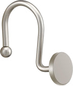 ZESLMG Shower Curtain Hooks, Nickel Shower Curtain Rings Rustproof Metal Round Decorative Shower Hooks Rings for Bathroom Shower Rods Curtains, Set of 12 Heavy Duty Solid Hooks