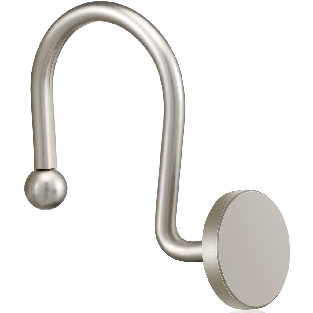 ZESLMG Shower Curtain Hooks, Nickel Shower Curtain Rings Rustproof Metal Round Decorative Shower Hooks Rings for Bathroom Shower Rods Curtains, Set of 12 Heavy Duty Solid Hooks
