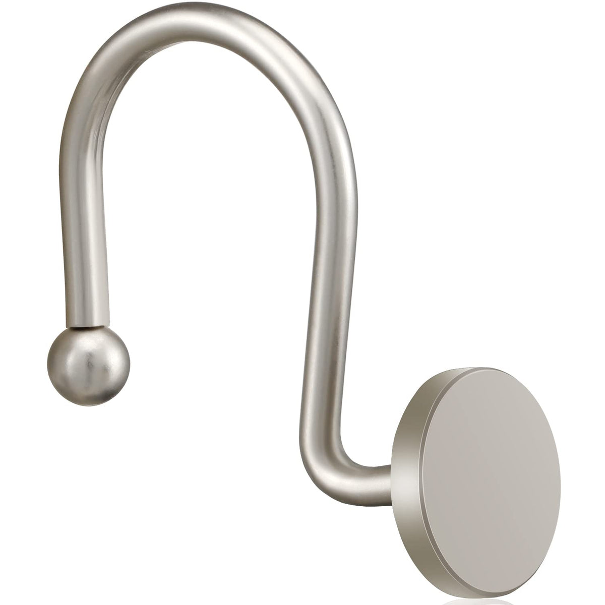ZESLMG Shower Curtain Hooks, Nickel Shower Curtain Rings Rustproof Metal Round Decorative Shower Hooks Rings for Bathroom Shower Rods Curtains, Set of 12 Heavy Duty Solid Hooks