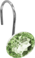 Crystal Diamond Round Shower Curtain Hooks Rings for Bathroom,Sage,12PCS
