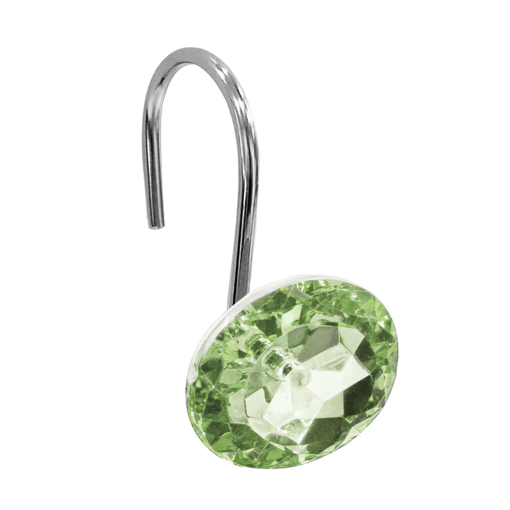 Crystal Diamond Round Shower Curtain Hooks Rings for Bathroom,Sage,12PCS
