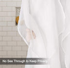 White Ruffle Shower Curtain for Bathroom Sheer Shower Curtain, 72in Long