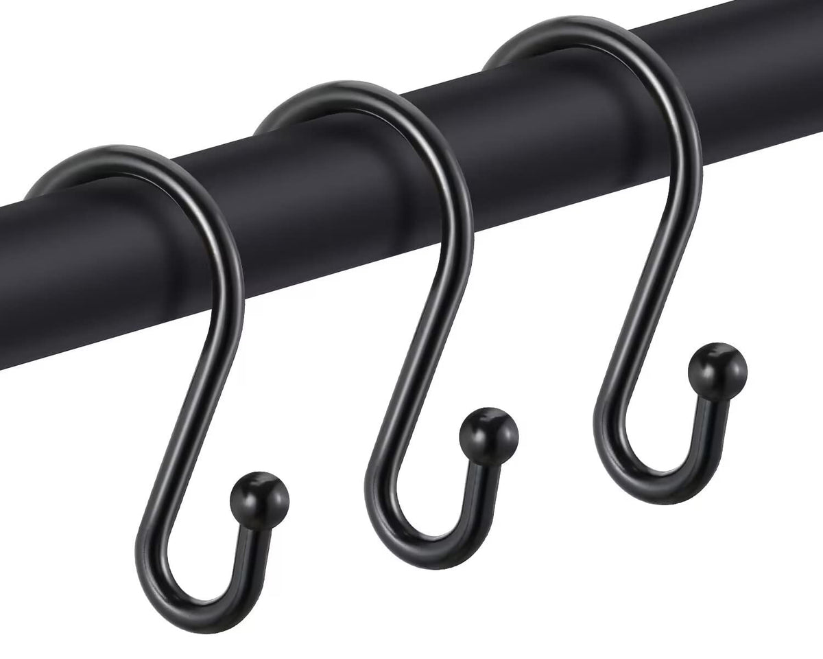 Shower Curtain Hooks, Set of 12 Rust Proof S Shaped Decorative Shower Curtain Rings,Multi-Purpose Hangers S Hooks (Gold)