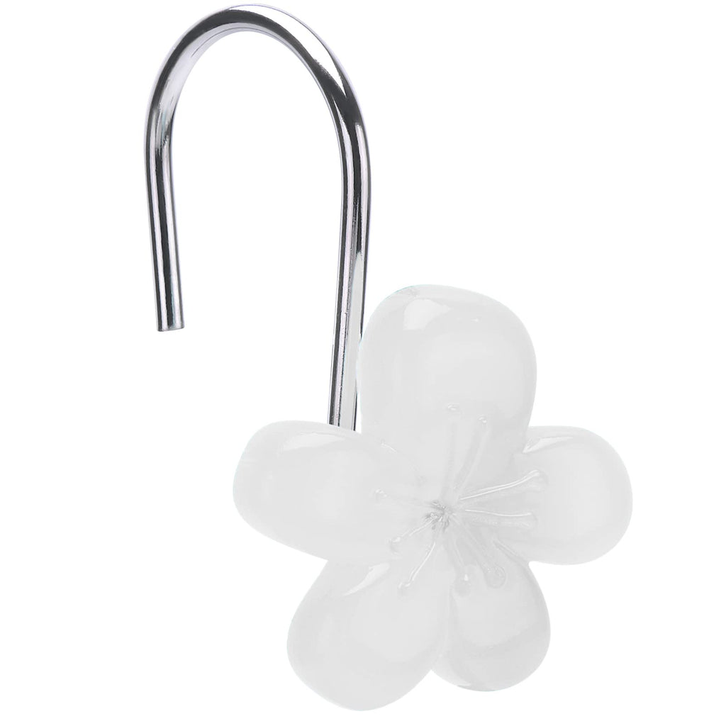 Flower Decorative Shower Curtain Hooks, Glow in The Dark, Set of 12, Pink