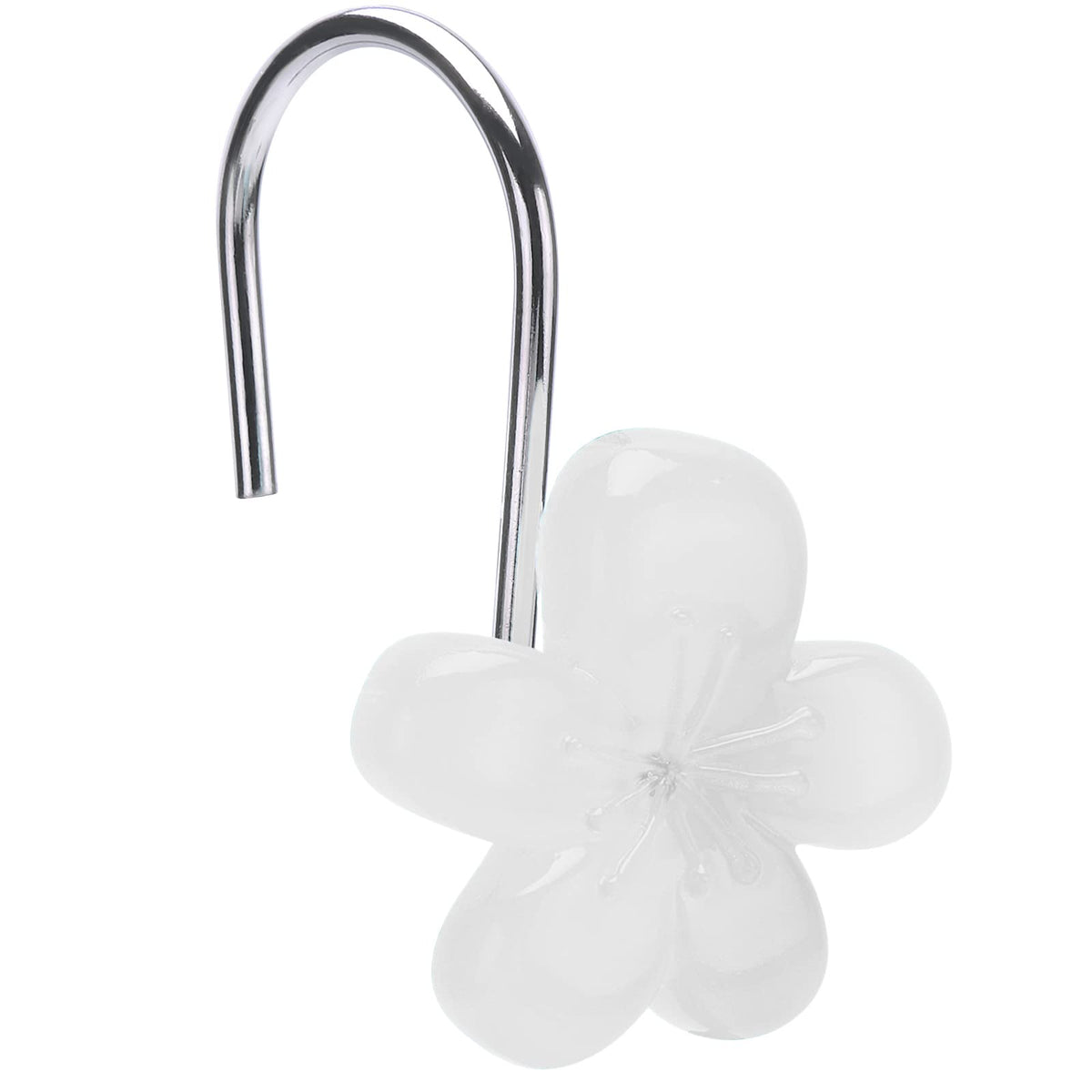 Flower Decorative Shower Curtain Hooks, Glow in The Dark, Set of 12, Pink