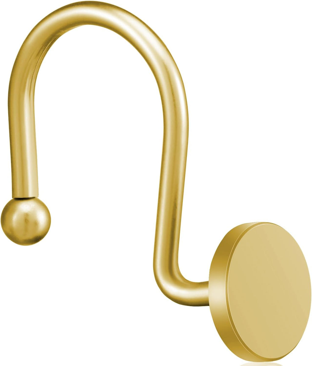 ZESLMG Shower Curtain Hooks, Nickel Shower Curtain Rings Rustproof Metal Round Decorative Shower Hooks Rings for Bathroom Shower Rods Curtains, Set of 12 Heavy Duty Solid Hooks