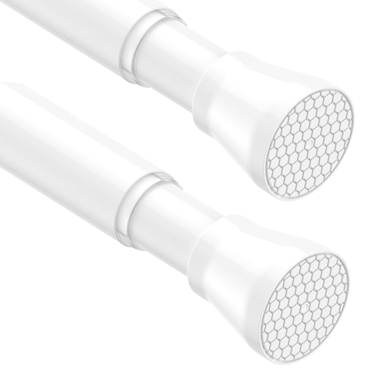 AIZESI Shower Curtain Rod 43 to 73 Inch Spring Tension Rods No Drill, White