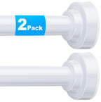 TEECK Shower Curtain Rod, 32-80 inch Adjustable Spring Tension Curtain Rod, Never Rust Anti-Slip Shower Curtain Rod for Bathroom, No Drilling, Never Collapse, Easy to Use, White