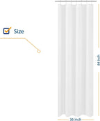 N&Y HOME Fabric Small Stall Shower Curtain Liner Extra Long 36x84, White