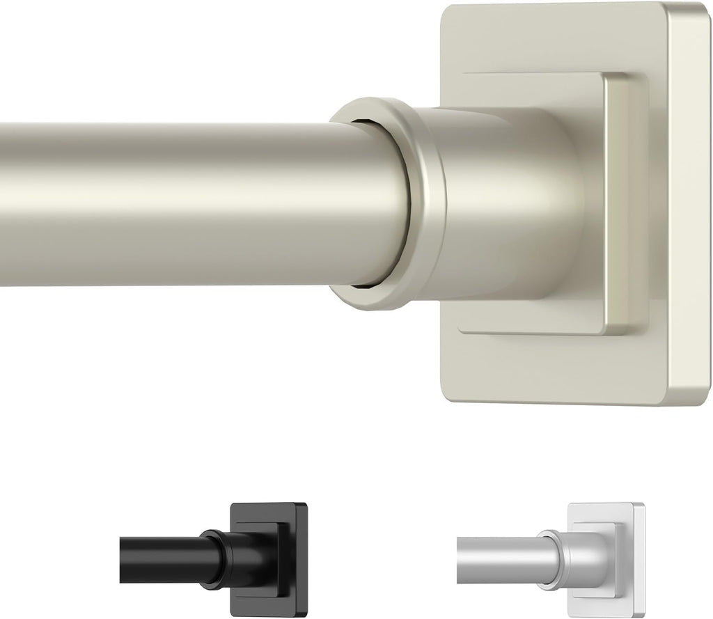 UIOSANRT Brushed Nickel Shower Curtain Rod 31-79 Inches Non-Slip Shower Rod Tension Mounted No Drill Tension Shower Curtain Rods Spring Tension Rod for Windows Bathroom