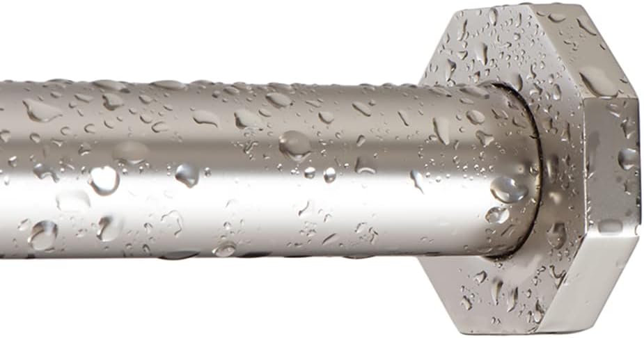 Ivilon Tension Curtain Rod - Hexagonal Spring Tension Rod for Windows or Shower, 24 to 36 Inch, Satin Nickel