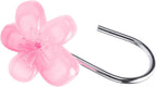 Flower Decorative Shower Curtain Hooks, Glow in The Dark, Set of 12, Pink