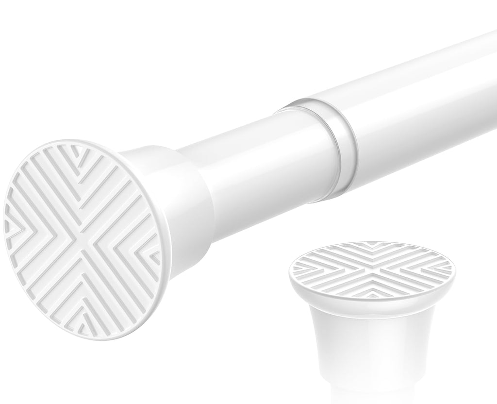 2PCS White tension rod 23-46Inch,Tension Curtain Rods No Drilling