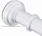 White Tension Shower Curtain Rod 36-84 Inch(3-7ft) Never Rust No Drilling Non Slip Spring Tension Shower Rod, Heavy Duty Tension Rod, Adjustable Curtain Rod for Bathroom Window Living Room
