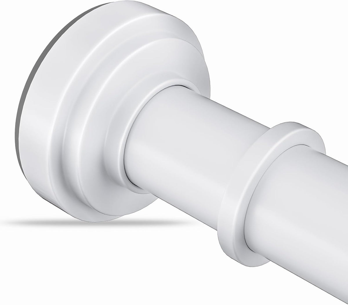 White Tension Shower Curtain Rod 36-84 Inch(3-7ft) Never Rust No Drilling Non Slip Spring Tension Shower Rod, Heavy Duty Tension Rod, Adjustable Curtain Rod for Bathroom Window Living Room