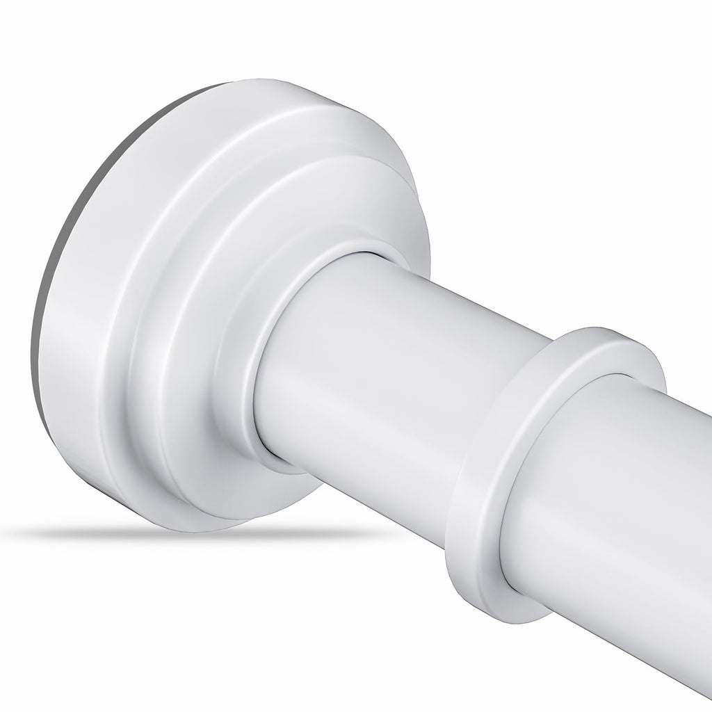 White Tension Shower Curtain Rod 36-84 Inch(3-7ft) Never Rust No Drilling Non Slip Spring Tension Shower Rod, Heavy Duty Tension Rod, Adjustable Curtain Rod for Bathroom Window Living Room