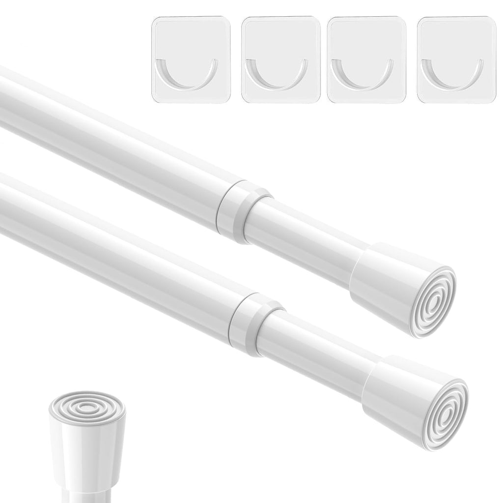 AIZESI 2Pcs Spring Tension Curtain Rods, Adjustable 26-39 Inch, White