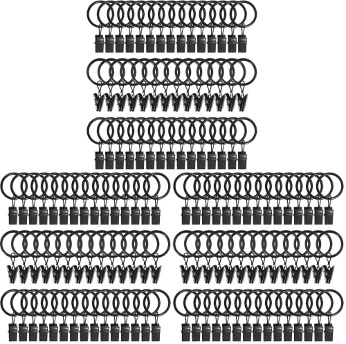 40 Pack Curtain Rings with Clips, Drapery Clips with Rings, Drapes Rings 1.26 in Interior Diameter, Fits up to 1 in Curtain Rod, Black