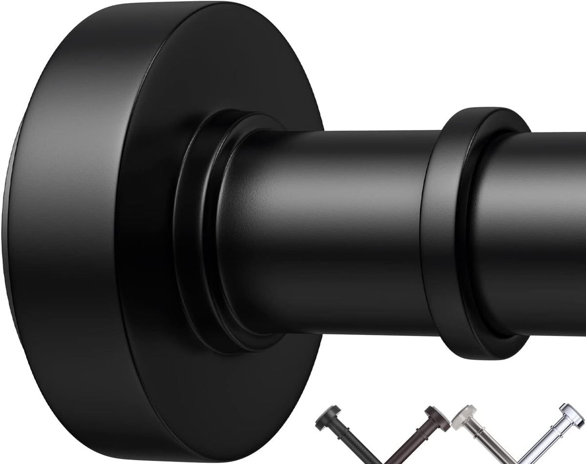 Black Tension Shower Curtain Rod – Adjustable 18-79 Inches, Fits 20-78 Inch Spaces (Ideal for 72" Wide Bathrooms), No Drill Rust Resistant Spring Rod for Bathroom