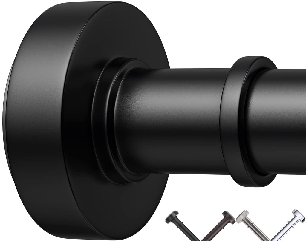 Black Tension Shower Curtain Rod – Adjustable 18-79 Inches, Fits 20-78 Inch Spaces (Ideal for 72" Wide Bathrooms), No Drill Rust Resistant Spring Rod for Bathroom