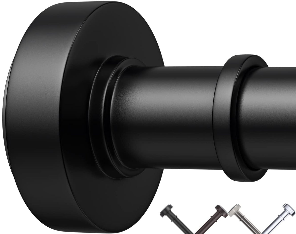 Black Tension Shower Curtain Rod – Adjustable 18-79 Inches, Fits 20-78 Inch Spaces (Ideal for 72" Wide Bathrooms), No Drill Rust Resistant Spring Rod for Bathroom