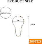 300 Pieces Shower Curtain Hooks, Metal Shower Curtain Hanging Rings Reusable Bathroom Shower Hangers for Shower Rods Curtains Bedroom Kitchen