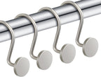 ZESLMG Shower Curtain Hooks, Nickel Shower Curtain Rings Rustproof Metal Round Decorative Shower Hooks Rings for Bathroom Shower Rods Curtains, Set of 12 Heavy Duty Solid Hooks