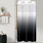 No Hook Shower Curtain and Liner Set, Ombre Black and White, 71x74