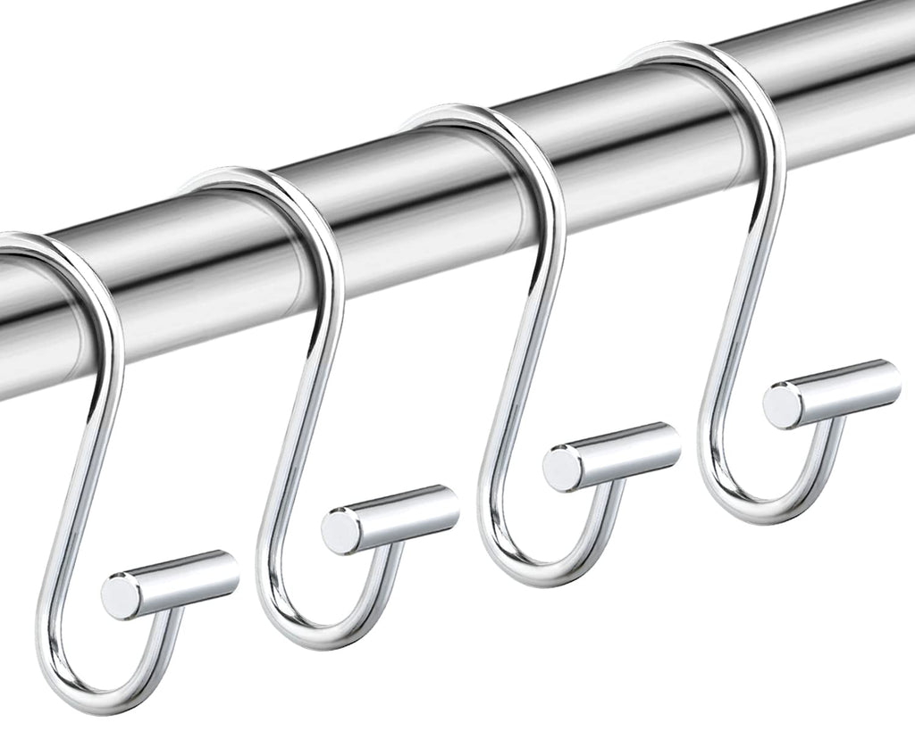 Nickel Shower Curtain Hooks, Rust Proof Shower Curtain Rings for Bathroom, Silver Metal Decorative Shower Curtain Hooks Hangers for Shower Curtain Rod, Set of 12 T-Bar Design