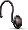 CHICTIE Bronze Shower Curtain Hooks,Oil Rubbed Decorative Shower Rings,Set of 12 Rust Resistant Shower Hooks Hangers for Bathroom Curtains Rods(Oil-Rubbed Bronze)