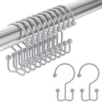 Amazer Shower Curtain Hooks Rings, Rust-Resistant Stainless Steel Double Shower Curtain Hooks, Shower Hooks for Shower Curtain and Liner Bathroom, Set of 12, Chrome