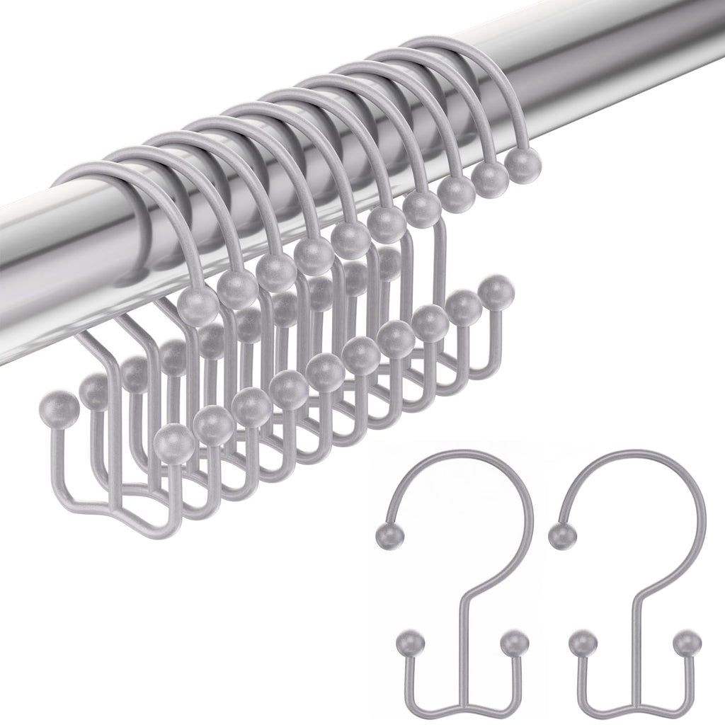 Gold Shower Curtain Hooks, Amazer Shower Curtain Rings Hooks, 12 Pcs Stainless Steel Shower Hooks for Shower Curtain, Rust Proof Shower Curtain Hooks, Shower Hooks for Curtain Bathroom