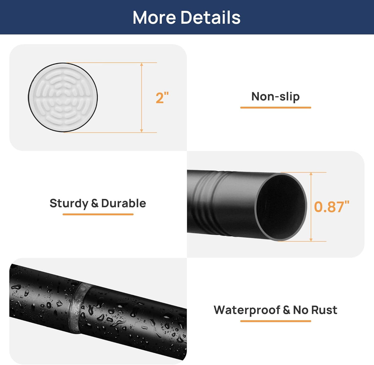 ENJOYBASICS 2 Pack Tension Curtain Rod, 32-66" Adjustable, Stable, Black