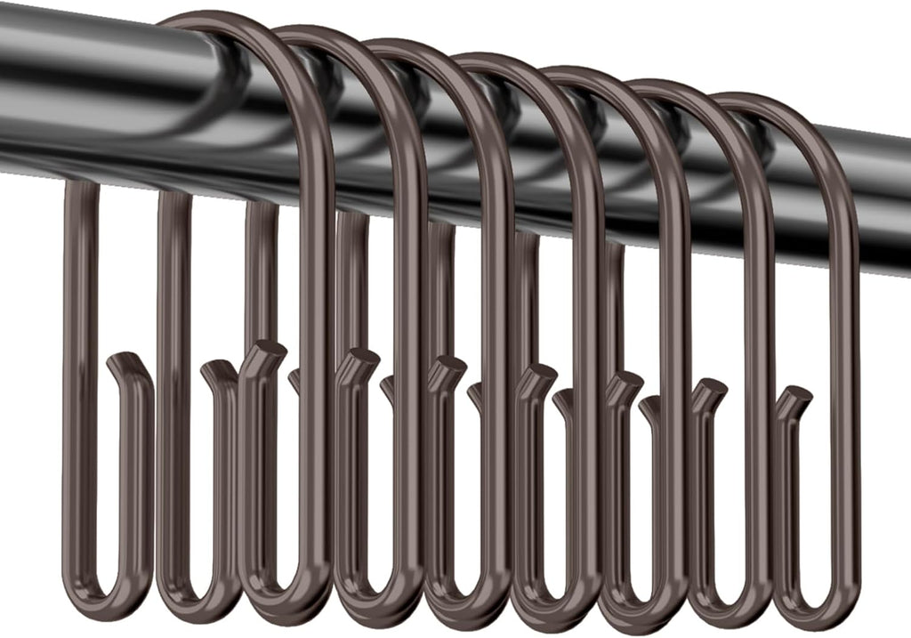 Bronze Shower Curtain Hooks Rings，Double Sided Shower Curtain Hooks Rust Proof，12 pcs Shower Hooks for Inside Shower，Smooth Sliding Anti-Drop Double Shower Rings for Curtain