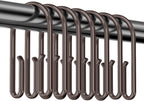 Bronze Shower Curtain Hooks Rings，Double Sided Shower Curtain Hooks Rust Proof，12 pcs Shower Hooks for Inside Shower，Smooth Sliding Anti-Drop Double Shower Rings for Curtain