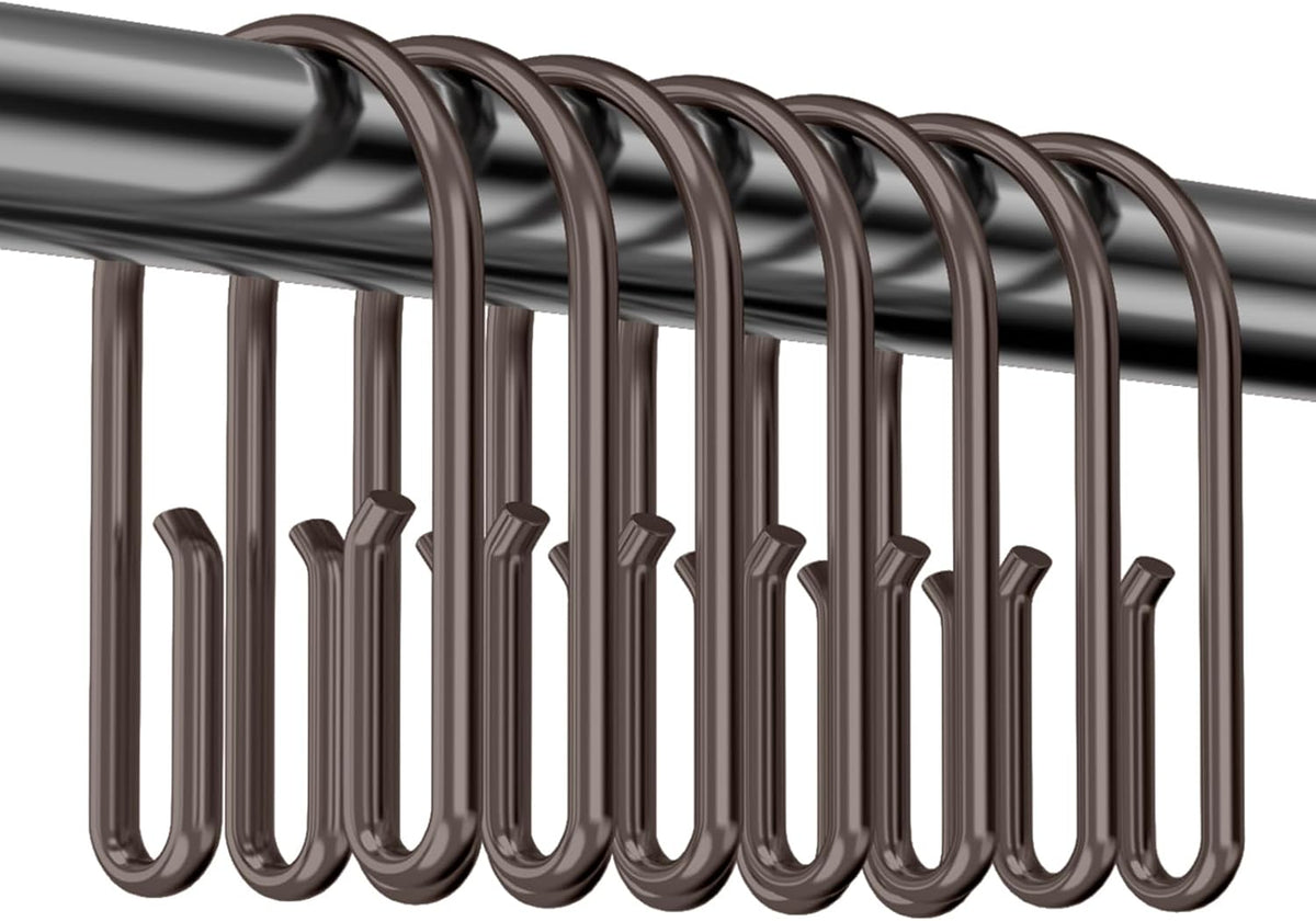 Bronze Shower Curtain Hooks Rings，Double Sided Shower Curtain Hooks Rust Proof，12 pcs Shower Hooks for Inside Shower，Smooth Sliding Anti-Drop Double Shower Rings for Curtain