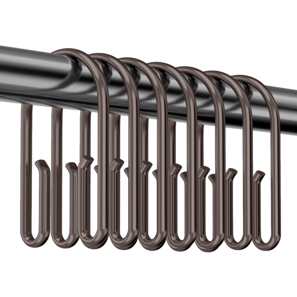 Bronze Shower Curtain Hooks Rings，Double Sided Shower Curtain Hooks Rust Proof，12 pcs Shower Hooks for Inside Shower，Smooth Sliding Anti-Drop Double Shower Rings for Curtain