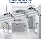 Gidse Shower Curtain Hooks,Sturdy Stainless Steel Double Sided Shower Hooks Rings for Bathroom Shower Curtain Rods Curtains Set of 12 Hooks - Chrome