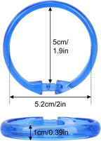 Blue Shower Curtain Hooks - 12 Pcs Circular Plastic Shower Curtain Rings for Bathroom - O Shaped Transparent Blue Shower Hooks Rings for Shower Curtain Rod