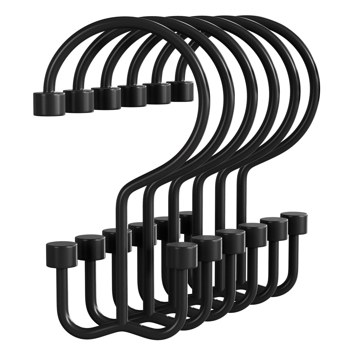 Bathway Shower Curtain Hooks Nickel Shower Curtain Rings, 12 Pcs Double Hook Shower Curtain Hooks Rings Shower Curtain Hangers Rust Proof, Metal Shower Hooks for Bathroom Shower Curtain Rod