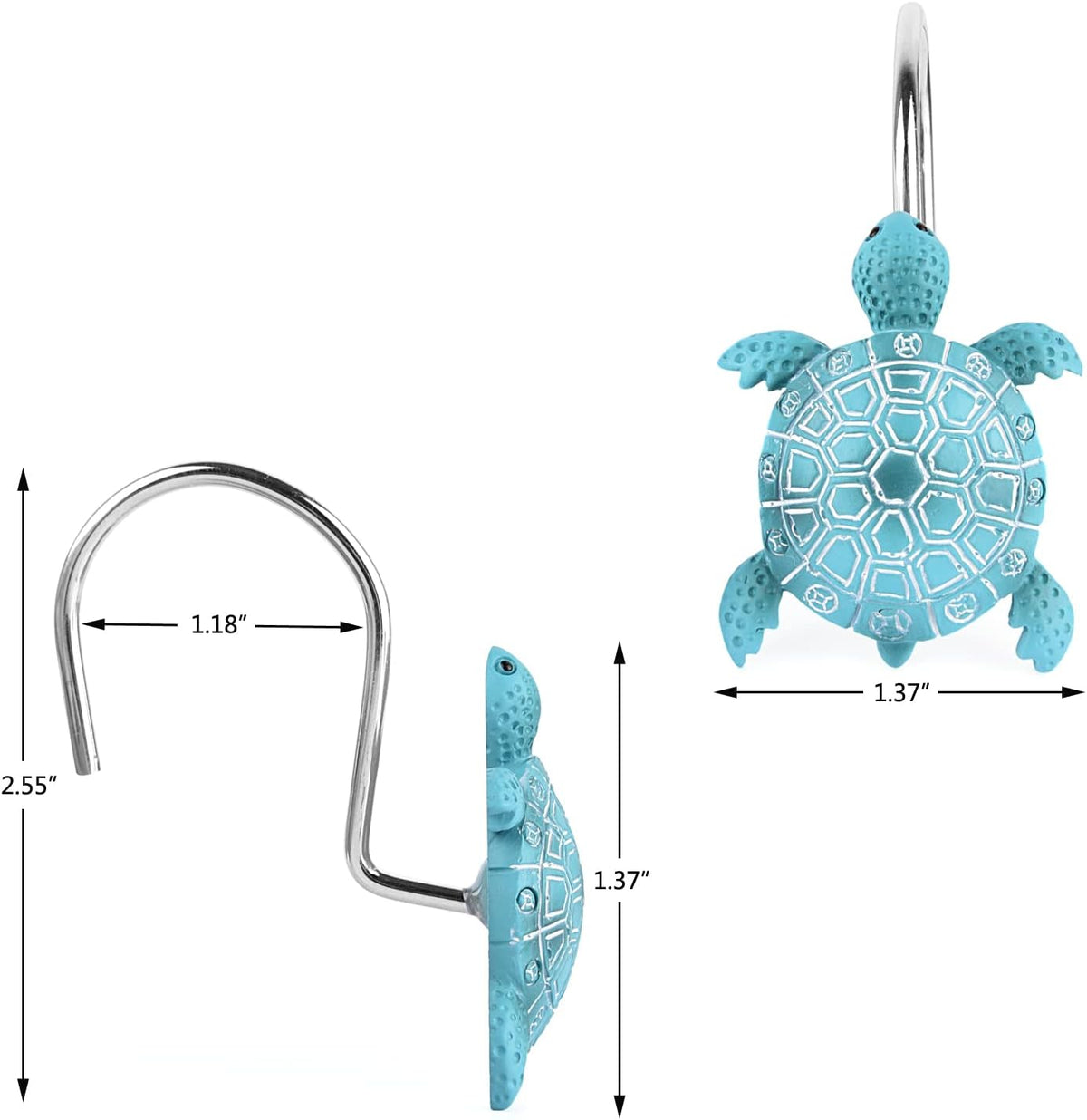 Sea Turtle Shower Curtain Hooks Rings,12PCS Blue Ocean Bathroom Decor