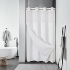 eachope No Hook Waffle Shower Curtain with Snap-in Liner, 71x74 Inch, White