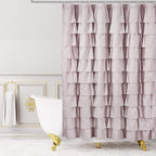White Ruffle Shower Curtain for Bathroom,72 x 72 Inches, Farmhouse Style